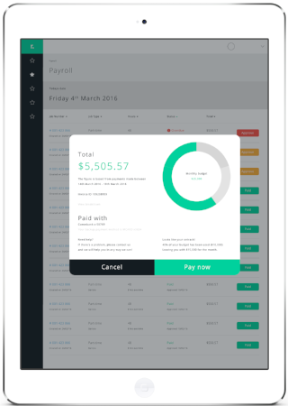 tablet screenshot of roubler home page for fully managed payroll