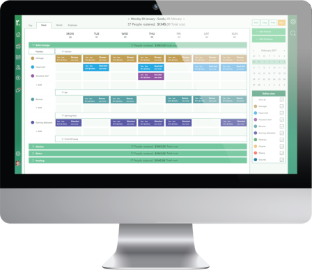 desktop imac screenshot of roubler interface scheduling software